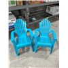 Image 2 : Set of Two KIds / T0ddlers Blue Plastic Adirondack Chairs for Outdoor Use