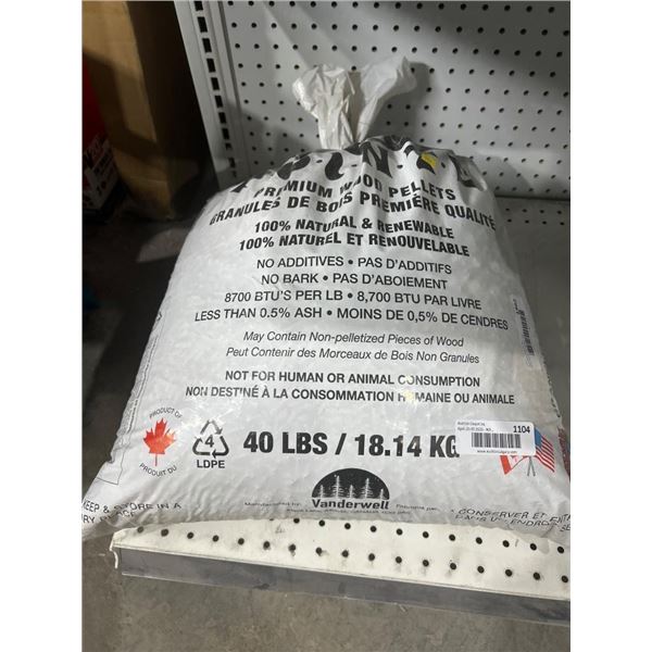 40 Lbs Vanderwell Premium Wood Pellets – Natural and Renewable