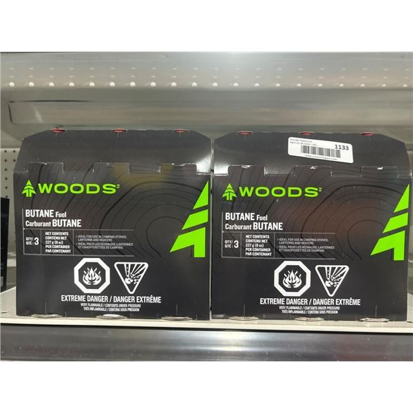 Woods Butane Fuel Canisters for Gas Stoves, Set of 3 x 227g  –  Lot of 2