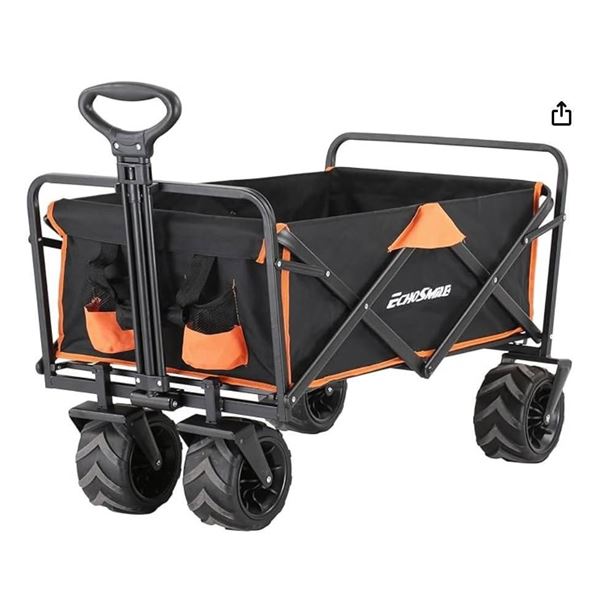 EchoSmile Heavy Duty 350 Lbs Capacity Collapsible Wagon, Outdoor Folding Camping Wagons, Grocery Por