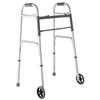 Image 1 : Medline Two Button Folding Walker With 5-Inch Wheels, Adult Size