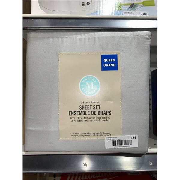 6-Piece Queen Sheet Set with Cotton and Rayon Blend in Gray