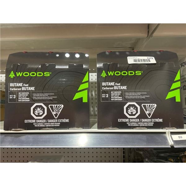 Woods Butane Fuel Canisters – 3 Pack, 227g Each Lot fo 2