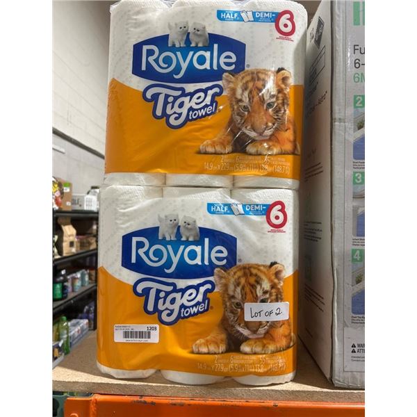 Lot of 2 Royale Tiger Towel Paper Towel Packs (6 Rolls Each)