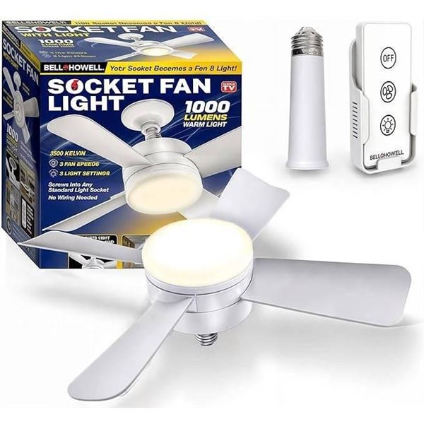Bell + Howell Socket Fanlight with LED Light and Remote Control