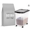 Image 1 : Airtight Pet Food Container with 50 Lb Capacity and Removable Casters