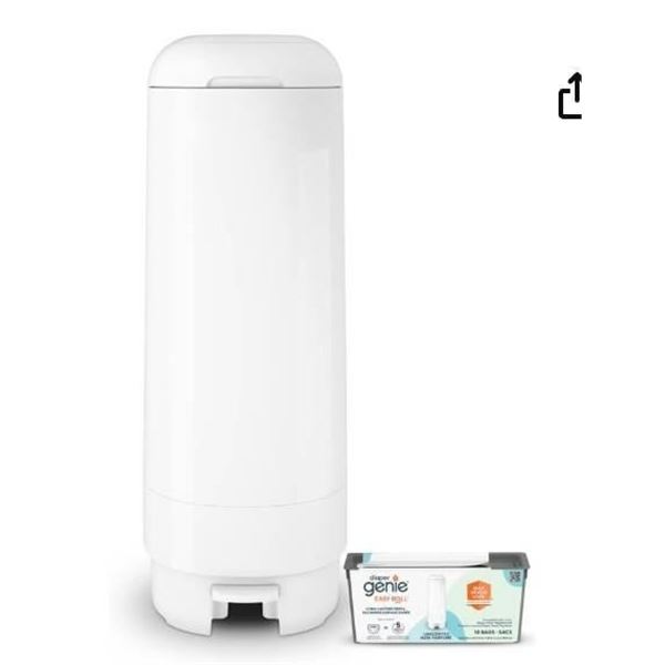 Diaper Genie Signature Pail with Refill, Long-Lasting Design