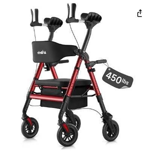 Elenker DCRP Upright Rollator Walker, Model 9211B, Red