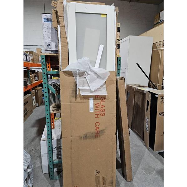 White Glass Door with Aluminum Frame, 300mm x 800mm Model E138800WF