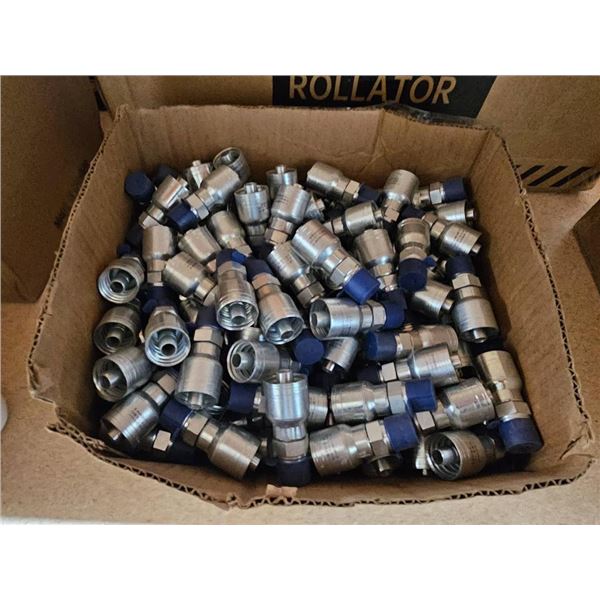Bulk Lot of Hydraulic Hose Fittings with Blue Caps, Bulk Lot
