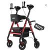 Image 1 : ELENKER Upright Rollator Walker With Shock Absorber, 10-Inch Front Wheels, Red