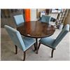 Image 1 : Round Wooden Dining Table with Four Upholstered Chairs