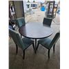 Image 2 : Round Wooden Dining Table with Four Upholstered Chairs