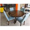 Image 6 : Round Wooden Dining Table with Four Upholstered Chairs