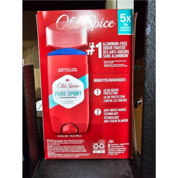 Old Spice Pure Sport Aluminum-Free 5-Pack Deodorant, 85g Each