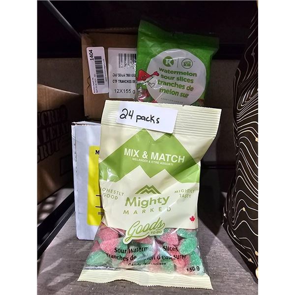 Mighty Marked Sour Watermelon Slices, 24 Packs, 150 g Each