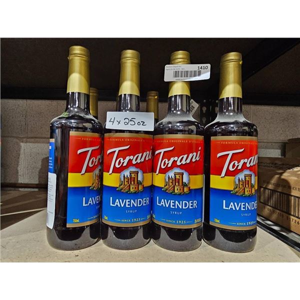 Set of 4 Torani Lavender Syrup Bottles, 25 oz Each