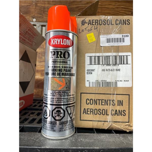 Krylon PRO Professional Marking Paint, Water-Based Orange, BE5360L, Lot of 4