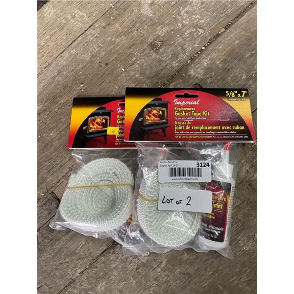 Lot of 2 Imperial Replacement Gasket Tape Kit, 5/8 in x 7 ft