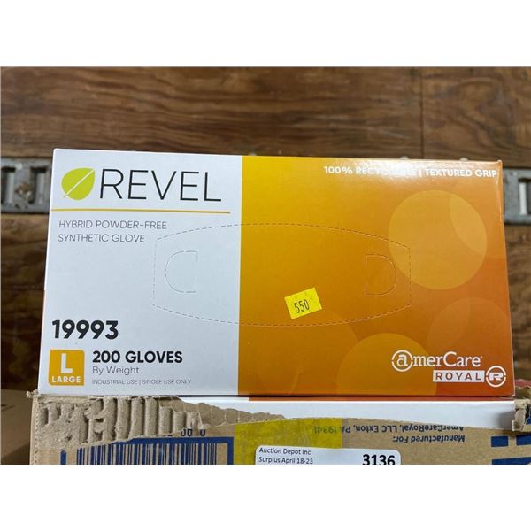Lot of 5 Revel AmerCare Royal 19993 Large Size 200 Gloves Per Box Case