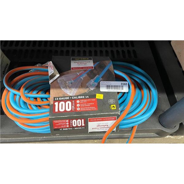 100-Foot 14-Gauge Outdoor Extension Cord, Orange and Blue