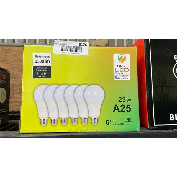 Set of 6 SICHOT 23W A25 LED Light Bulbs with 2500 Lumens