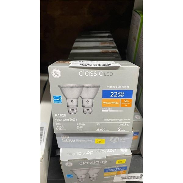 GE Classic LED PAR20 Warm White Indoor Floodlight Bulbs – 6 Packs of 2 Bulbs Each