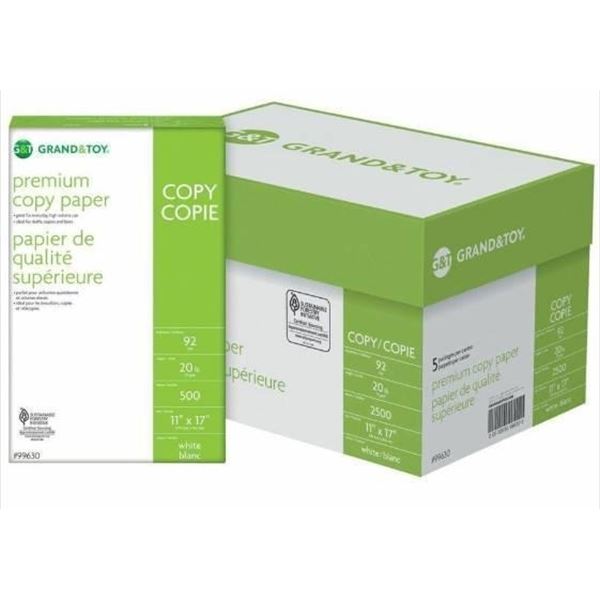 Grand & Toy Premium Copy Paper, 11″ x 17″, 20 lb, 92 Brightness, 2500 Sheets