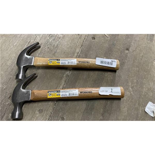 16 Oz Claw Hammers with Wood Handle – Lot of 2
