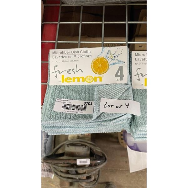 Lot of 4 Fresh Lemon Microfiber Dish Cloths (4 Per Pack)