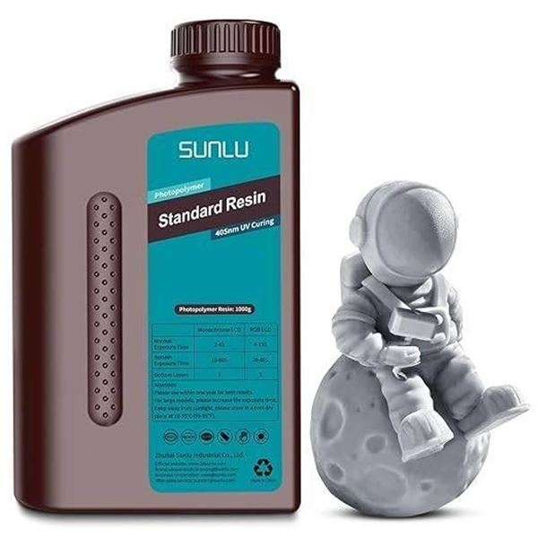 Sunlu 3D Printing Photopolymer Resin in Solid Grey, Water Washable