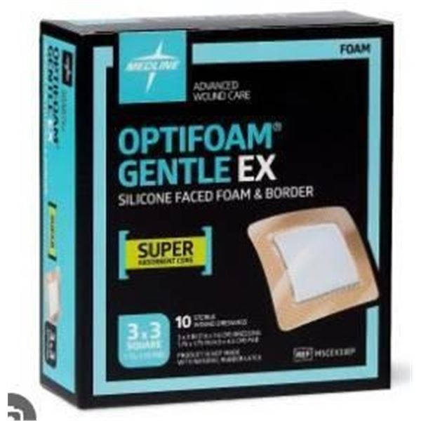 Medline Optifoam Gentle EX Silicone Foam Dressing 10- 4″×4″ Square Bandages