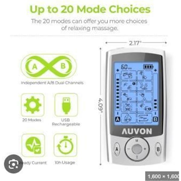 Auvon Dual Channel TENS Massager Model AS8012