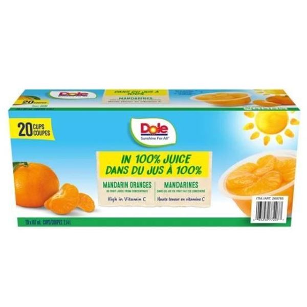 Dole Mandarin Oranges in Fruit Juice, 20 Cups, 107 mL Each