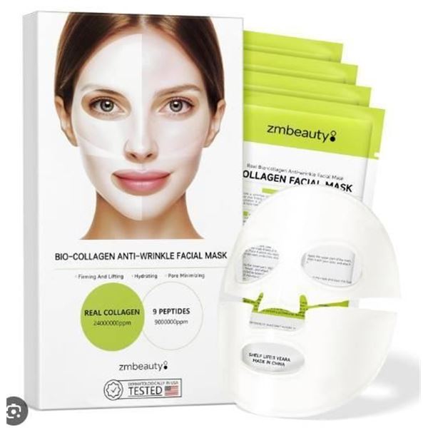 Zmbeauty Bio-Collagen Anti-Wrinkle Facial Mask Set, 4 Packs
