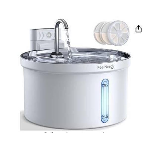 FeelNeedy Stainless Steel Cat Water Fountain with Filters