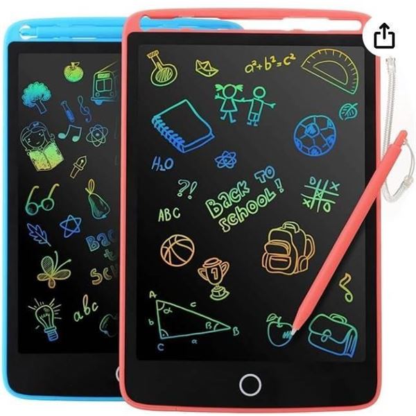 Red & Blue 8.5-Inch LCD Writing Tablet 2-Pack with Stylus and Stickers