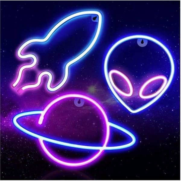 Sofunii 3-Piece LED Modeling Neon Wall Lamps for Decoration – Space Theme