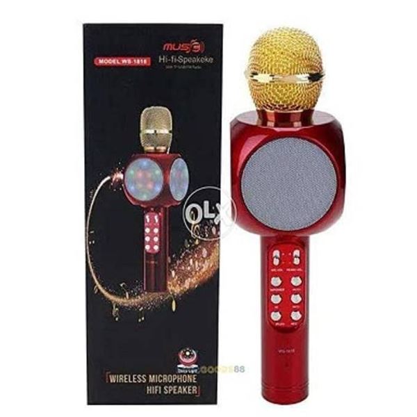 WS-1816 Wireless SD Card Karaoke Bluetooth Mic Microphone,3 in 1 Portable Handheld Karaoke Speaker M