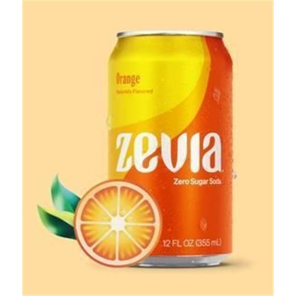 Lot of 12 Zevia Orange Zero Sugar Soda 355ml Cans