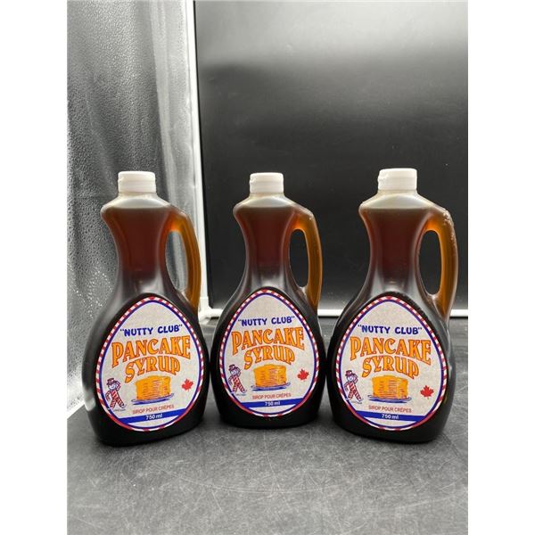 Set of 3 Nutty Club Pancake Syrup Bottles – 750ml Each
