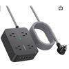 Image 1 : Power Bar Surge Protector 10 Ft Cord, Extension Cord Flat Plug with 8 Outlets 4 USB Ports(2 USB C), 