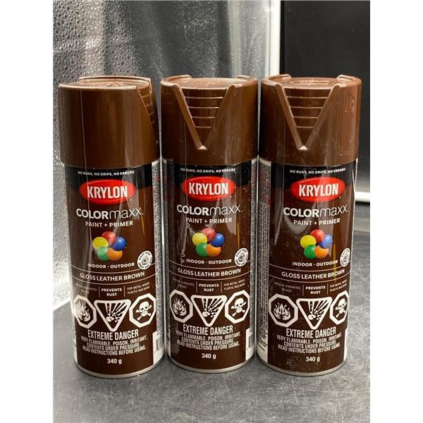Krylon ColorMaxx Paint + Primer Gloss Leather Brown 340 g (Set of 3)