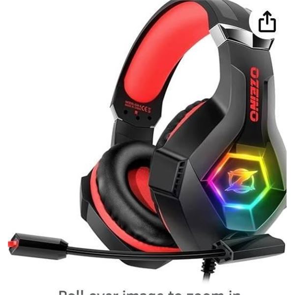Ozeino ZW1 Gaming Headset – Black and Red with RGB Lighting