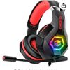 Image 1 : Ozeino ZW1 Gaming Headset – Black and Red with RGB Lighting