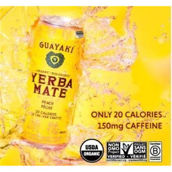 Guayaki Yerba Mate Peach Flavored 12 x 458ml Cans