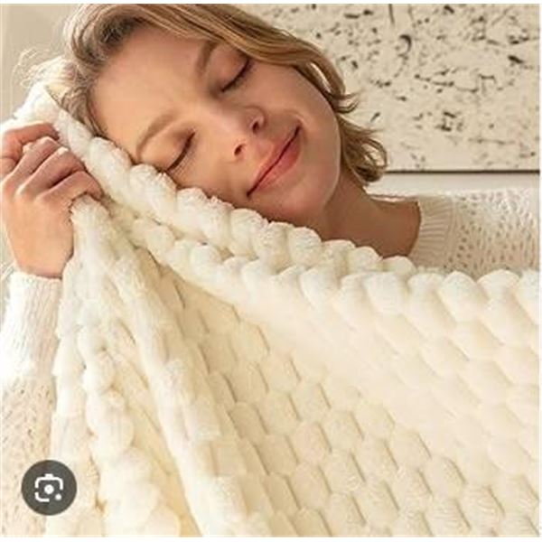 Korbliss Blanket, 90×102 Inches, Ivory White, 100% Polyester