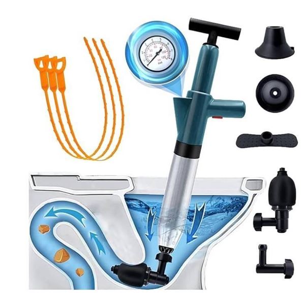 Mogenkailong Power Air Plunger for Toilet with Visual Air Pressure Gauge