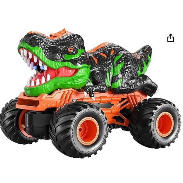 TEMI Remote Control T-rex Truck for Kids 3-5 Years, 1:24 Scale Monster Truck with Roar, Light and Mi