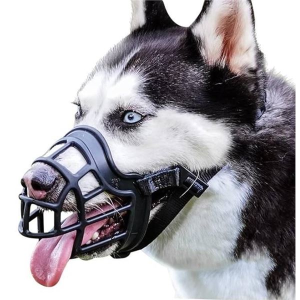 BARKLESS Dog Muzzle, Basket Muzzle Anti Biting Chewing, Sturdy Lightweight Cage Mouth Cover Allows P